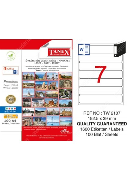 Taneks Lazer Etiket Tw 2107 192,5*39