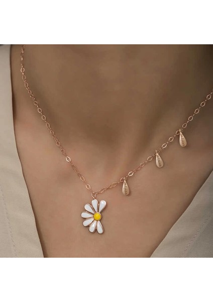 Gümüş Rose Papatya Seviyor Sevmiyor Bayan Kolye fırsatları