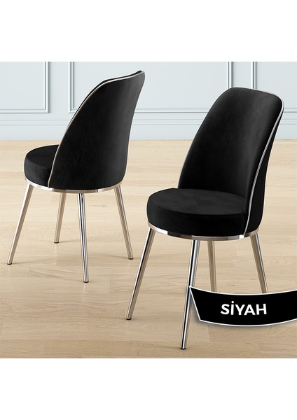 Nira Serisi 70X114 Mdf Açılabilir Beyaz Mutfak Masa Takımı 4 Siyah Sandalye Krom Detay fırsatları