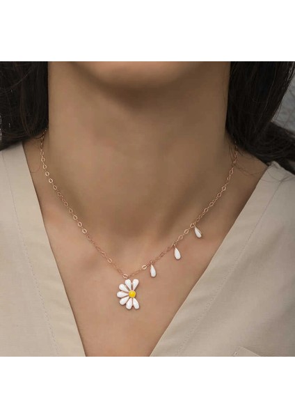 Gümüş Rose Papatya Seviyor Sevmiyor Bayan Kolye fiyatları