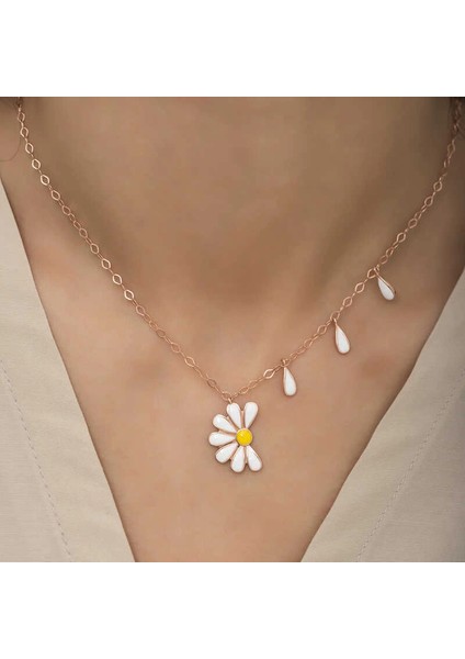 Gümüş Rose Papatya Seviyor Sevmiyor Bayan Kolye modelleri
