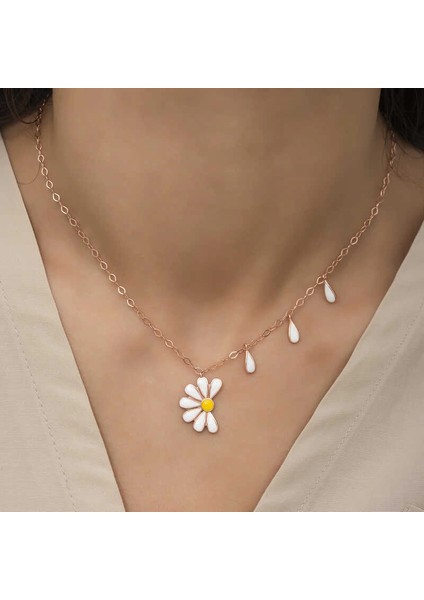 Gümüş Rose Papatya Seviyor Sevmiyor Bayan Kolye fırsatları