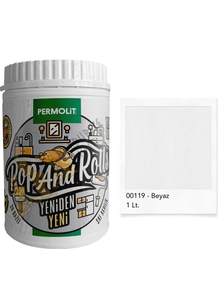 Pop And Rolls Su Bazlı Akrilik Yenileme Boyası - Beyaz - 1 Lt.