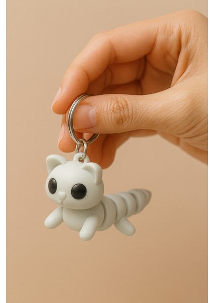 Sevimli Kedi Figürlü Plastik Anahtarlık