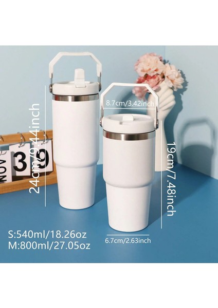 1 Adet Paslanmaz Çelik Dak, Ev, Ofis Veya Araba Için Vakum Yalıtımlı Su Şişesi, Saman Sızıntısı ile Yeniden Kullanılabilir Dak: S/renk: Resim Gösterildiği Gibi (Yurt Dışından)