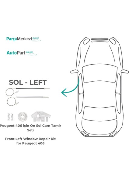 Peugeot 406 için Ön Sol Cam Tamir Seti indirimleri