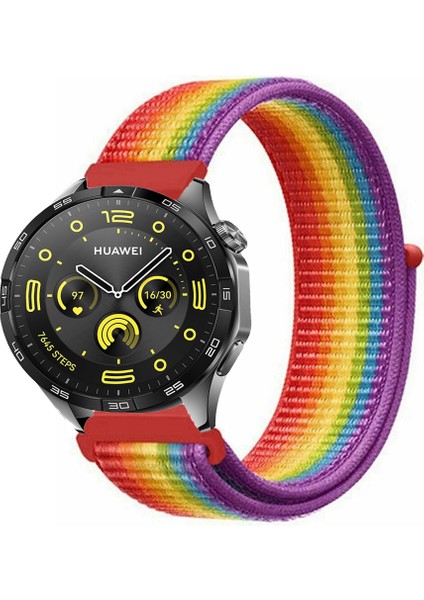 Huawei Watch Gt4 46MM Uyumlu Kordon Kumaş Desenli Cırt Cırtlı Spor Kayış