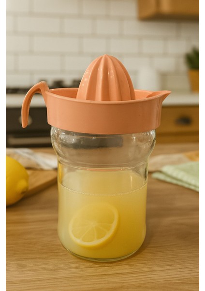Cam Hazneli Pembe Renk Pratik Limon Narenciye Sıkacağı 400ML