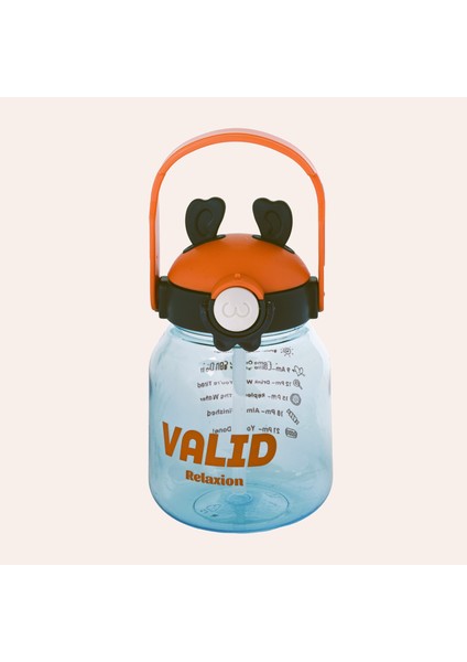 Hediyeli, Ithal Lüx Kulaklı Yeşil-Turuncu Matara/suluk 1100 ml (446)