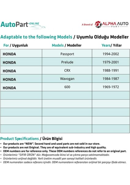 Honda için Tampon Klipsi- 50 Adet fiyatları