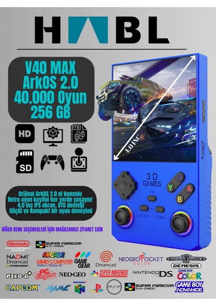 Retro Arcade V40 Max Arkos 2.0 +40.000 Oyunlu El Konsolu 256 GB