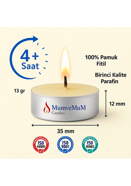 20 Li Papatya Kokulu Tealight Mum