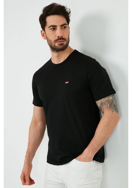 Erkek Arma Logo Bisiklet Yaka Siyah Basic T-Shirt- 56605-0075-76-77 modelleri