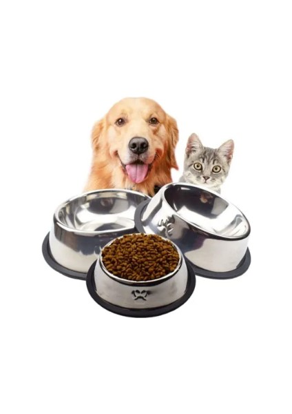 16 cm Paslanmaz Çelik Evcil Hayvan Kedi Köpek Mama Kabı