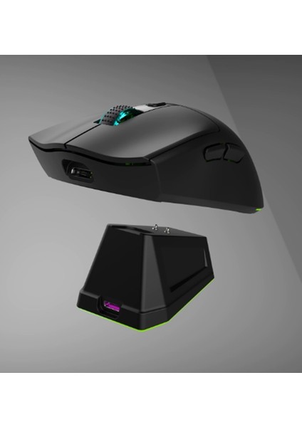 WD139 Şarjlı Standlı Bluetooth + 2.4ghz Dongle 1600DPI Ultra Hafif Şarjlı Oyuncu Mouse Kablosuz Oyuncu Faresi Siyah