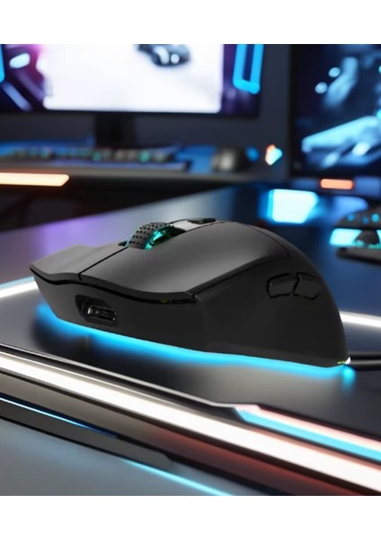WD139 Şarjlı Standlı Bluetooth + 2.4ghz Dongle 1600DPI Ultra Hafif Şarjlı Oyuncu Mouse Kablosuz Oyuncu Faresi Siyah