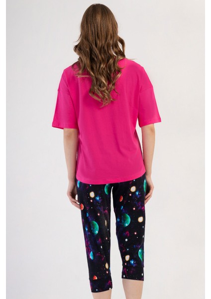 Pamuklu Kadın Büyük Beden Düşük Omuzlu Kısa Kol Kaprili Pijama Takım , 408363 fırsatları