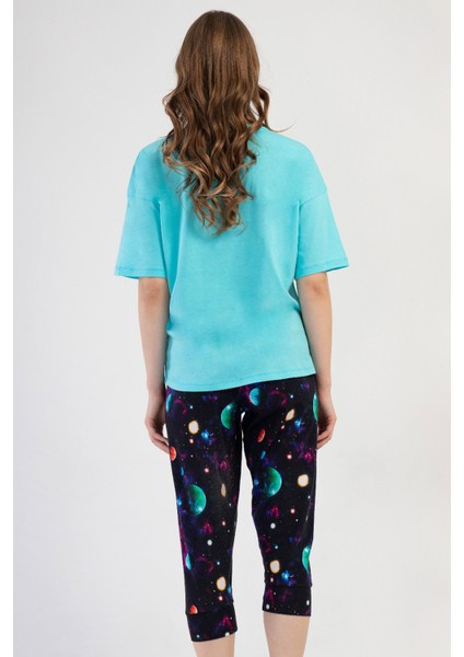 Pamuklu Kadın Büyük Beden Düşük Omuzlu Kısa Kol Kaprili Pijama Takım , 408363 fırsatları