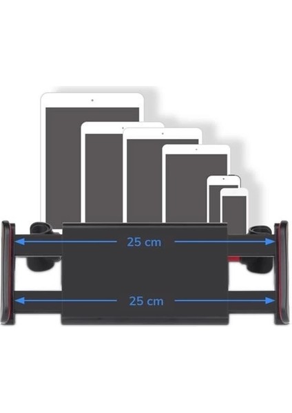 Oto Koltuk Arkası Telefon Tablet Tutucu Ayarlanabilir 360 Derece Dönebilen Pratik Stand