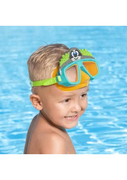 Çocuk Deniz Havuz Yüzücü Dalış Gözlüğü 3+ Yaş Su Sızdırmaz Uv Korumalı Geniş Görüş Açılı Figürlü