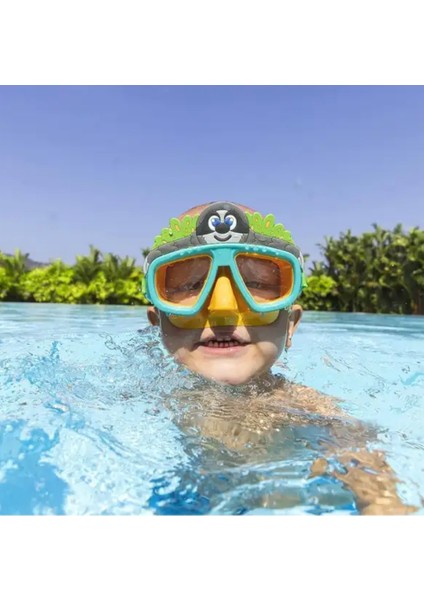 Çocuk Deniz Havuz Yüzücü Dalış Gözlüğü 3+ Yaş Su Sızdırmaz Uv Korumalı Geniş Görüş Açılı Figürlü