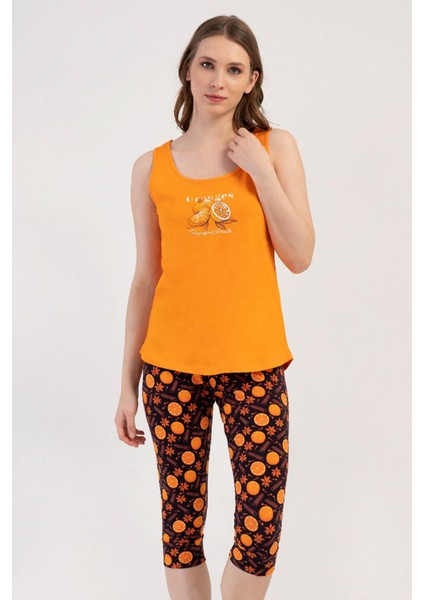 Pamuklu Kadın Genıs Askılı Kaprili Pijama Takım , 408357