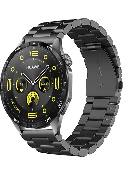 Huawei Watch Gt4 46MM Uyumlu Kordon Klasik Baklava Model Paslanmaz Çelik Metal Kayış