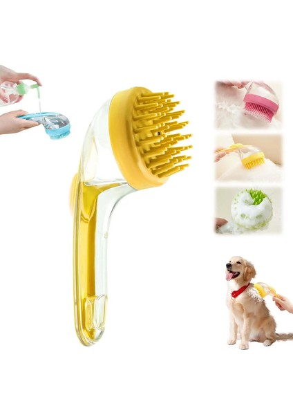 Pet Banyo Fırçası 2 Arada 1 Köpek Banyosu Fırçası Dahili Şampuan Dağıtıcı Banyo Için Pet Yı Fırçası Köpek Tımarlama Masaj Fırçası Renk: Sarı Kaba Dişler (Yurt Dışından)