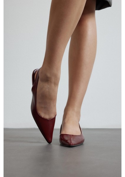 Bordo Cilt Sivri Burun Kadın Topuklu Ayakkabı indirimleri