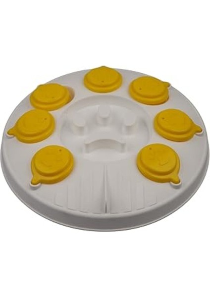 Beyaz-Sarı Kedi Köpek Bulmacası ve Yavaş Yeme Mama Kabı, Sağlıklı Beslenme Için Ideal