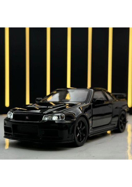 1:32 Nissan Skyline Gtr R34 Alaşım Ölçekli Model Araba Döküm Metal Araç Ses ve Işık Koleksiyon Çocuk Oyuncağı Hediyeler (Yurt Dışından) fırsatları