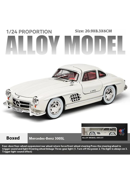 1:24 Mercedes-Benz 300SL Klasik Araba Alaşım Pres Döküm Model Araç Ev Iç Dekorasyon Süsler Ses ve Işık Hediye Toplamak C361 (Yurt Dışından)