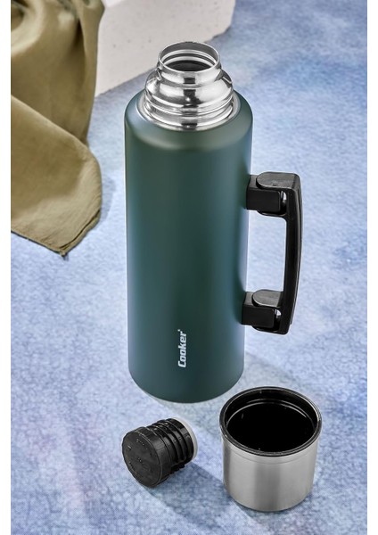 1.5 Litre Çift Katlı Çelik Termos-24 Saat Sıcak, 48 Saat Soğuk, Kulplu (Kamp, Piknik, Ofis, Seyahat) fırsatları