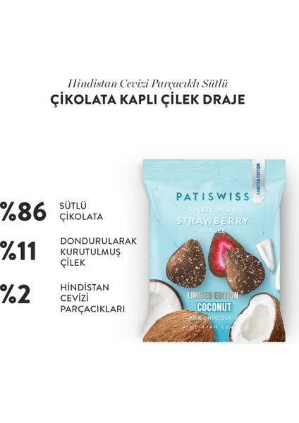 Sütlü Çikolatalı Hindistan Cevizli Çilek Draje, 50gr fiyatları