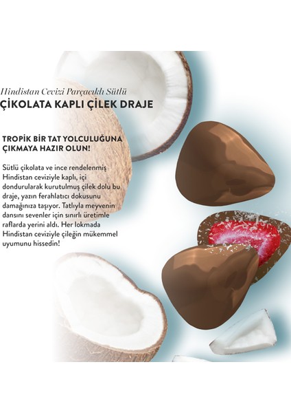Sütlü Çikolatalı Hindistan Cevizli Çilek Draje 50g x 4 Adet indirimleri