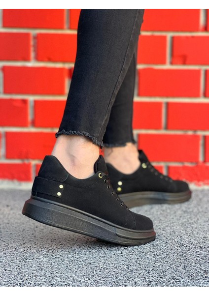 J047 Bağcıklı Ortopedik Taban Süet Günlük Erkek Spor Sneaker Ayakkabı St Siyah fiyatları
