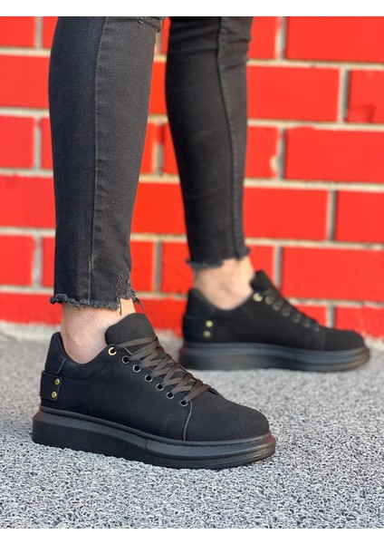 J047 Bağcıklı Ortopedik Taban Süet Günlük Erkek Spor Sneaker Ayakkabı St Siyah modelleri