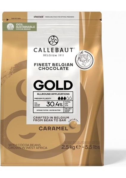 Gold Karamel Kuvertür Drop Çikolata 2.5 Kg
