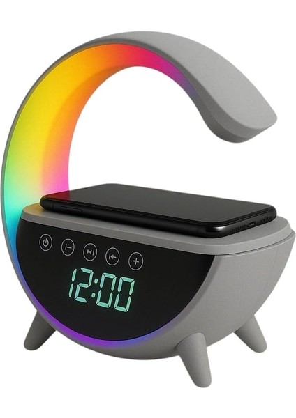 Işıklı Kablosuz Şarjlı Bluetooth Hoparlörlü Alarm Saati - Mükemmel Ses, Işık ve Konfor Tek Bir Cihazda!