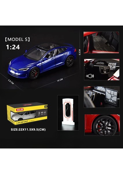 1:24 Tesla Model S Minyatürleri Simülasyon Alaşım Metal Pres Döküm Model Araba Ses ve Işık Oyuncak Arabalar Çocuklar Için Erkek Arkadaşı Için Hediyeler C270 (Yurt Dışından)