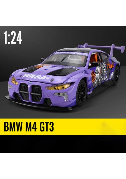 1:24 Bmw M4 Gt3 Alaşım Spor Araba Modeli Döküm Metal Oyuncak Araba Araçlar Modeli Simülasyon Ses ve Işık Koleksiyonu Çocuk Hediye (Yurt Dışından)