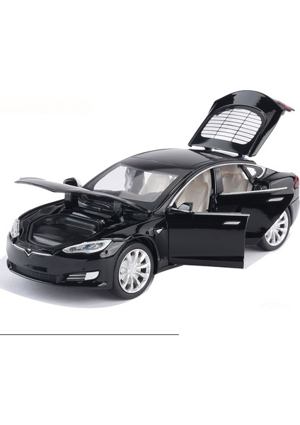 1/32 Alaşım Döküm Tesla Model S P100D Sedan Model Oyuncak Araba 6 Kapı Ses Işığı Geri Çekin Salon Oyuncak Araç Hediyeler Için (Yurt Dışından)