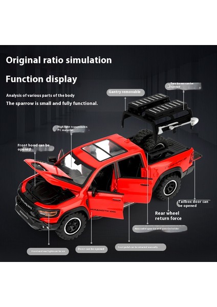 Döküm 1:32 Dodge Ram 1000 Trx Mamut Pikap Alaşım Model Araba Oyuncak Metal Döküm Ses ve Işık Oyuncak Arabalar Çocuklar Için Araç (Yurt Dışından) modelleri