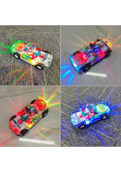 Light Up Şeffaf Dişliler Polis Arabası Oyuncak Çocuklar Için Yumru ve Git Oyuncak Araba Erkek Kız Için Eğitici Bebek Oyuncakları Araba Müzik LED Efektleri (Yurt Dışından)