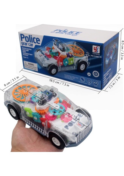 Light Up Şeffaf Dişliler Polis Arabası Oyuncak Çocuklar Için Yumru ve Git Oyuncak Araba Erkek Kız Için Eğitici Bebek Oyuncakları Araba Müzik LED Efektleri (Yurt Dışından)