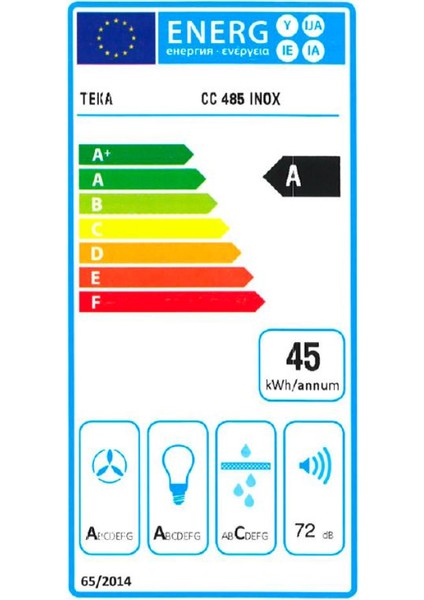 CC 485 Ada Tipi Davlumbaz 771 m³/h Inox 40 cm 40480330