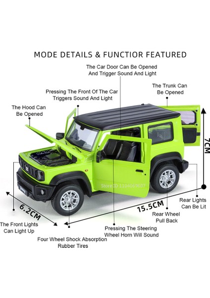 1:24 Suzuki Jimny Araba Modeli Oyuncaklar Alaşım Döküm Suv 4 Kapı Açık Geri Çekin Ses Işığı Şok Emme Süs Araçlar Hediyeler (Yurt Dışından) modelleri