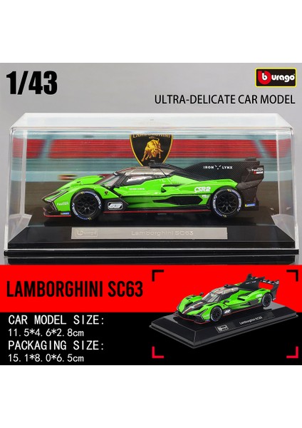 Bburago 1:43 Lamborghini SC63 Lmdh Porsche 963 Romeo Yarış Modeli Simülasyon Araba Modeli Alaşım Araba Oyuncak Erkek Koleksiyonu Hediye (Yurt Dışından)