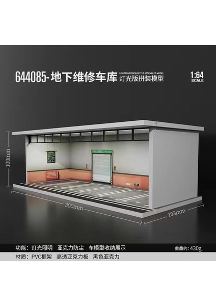 Timemicro + Morart 1:64 Ölçekli Diorama Araba Garaj Modeli Montaj LED Aydınlatma Otopark Zemin Ekran Sahne Modeli (Yurt Dışından)