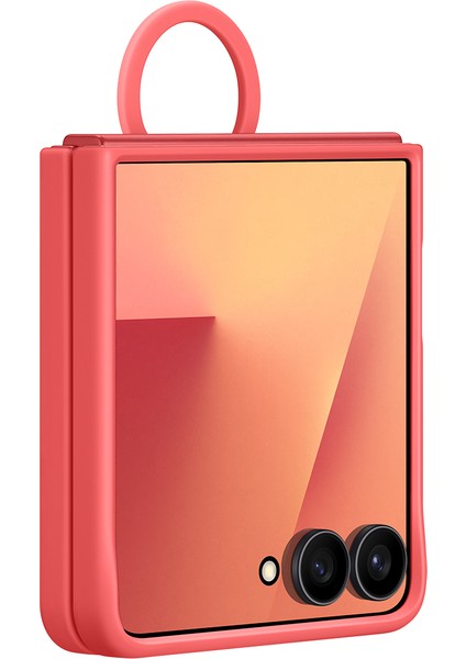 Galaxy Z Flip 7 Yüzüklü Silikon Kılıf - Kırmızı